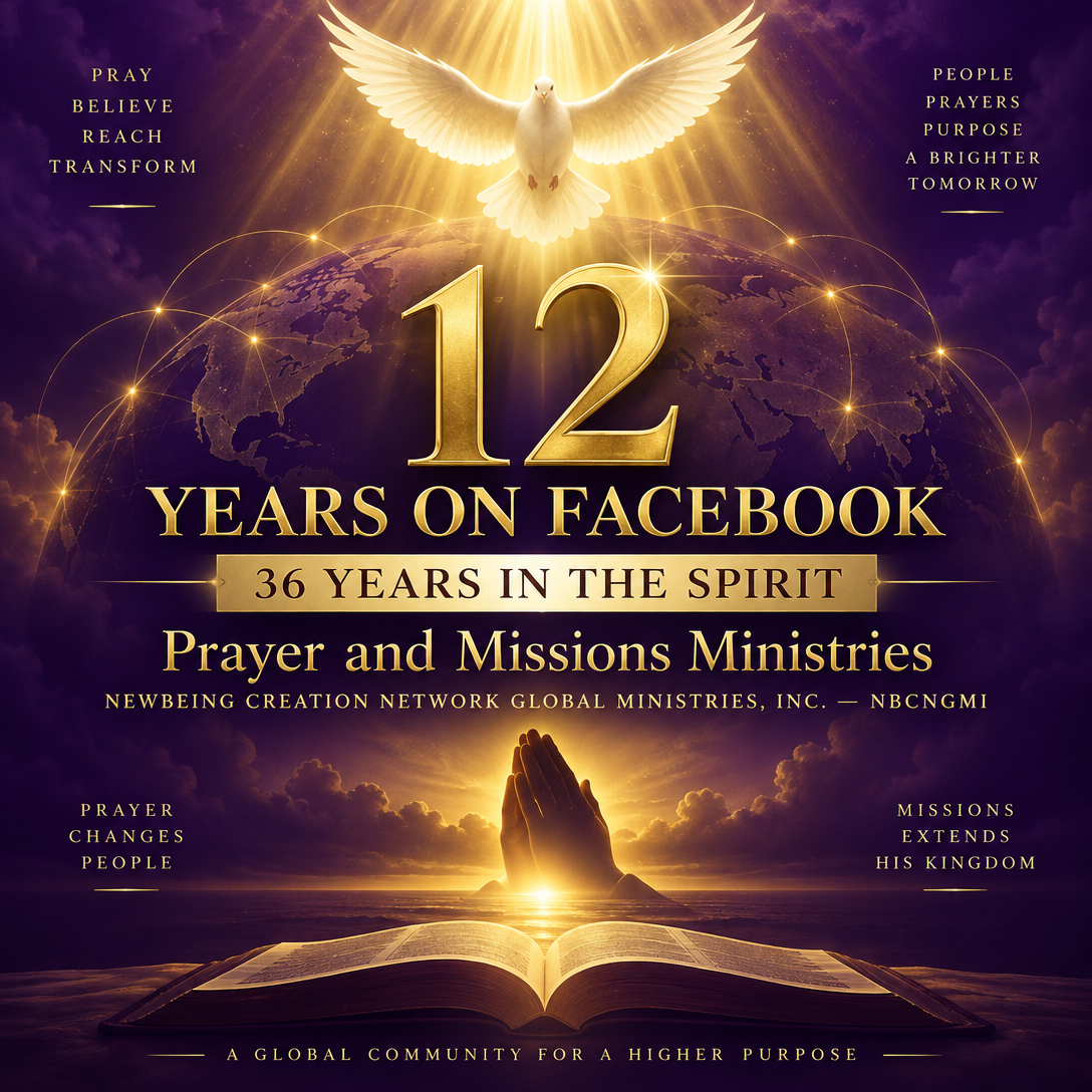 Anniversary graphic: 12 Years on Facebook, 36 Years in the Spirit — Prayer and Missions Ministries
